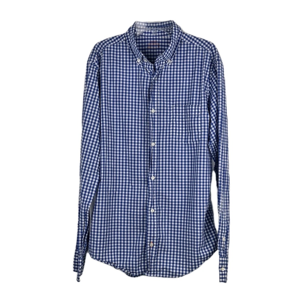 Crewcuts Boys Blue White Gingham Check Button-Down Dress Shirt Cotton Size 16